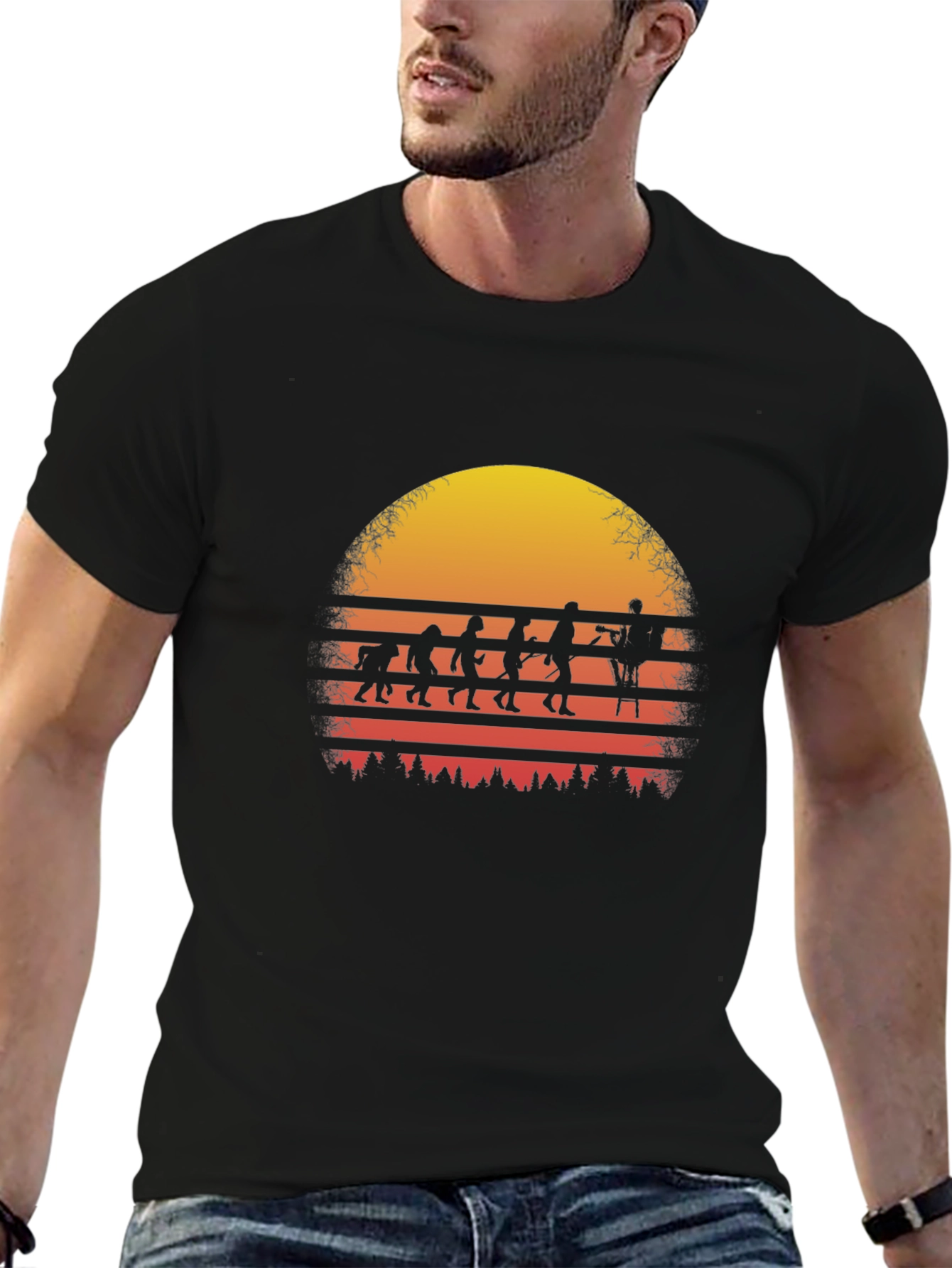 Evolution of Climbing T-Shirt Sunset Design