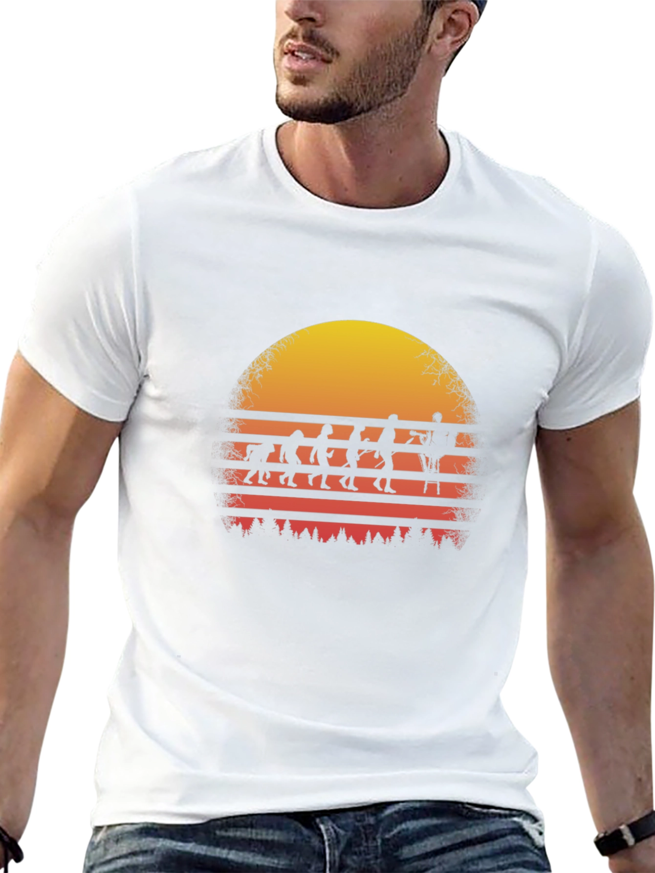 Evolution of Climbing T-Shirt Sunset Design