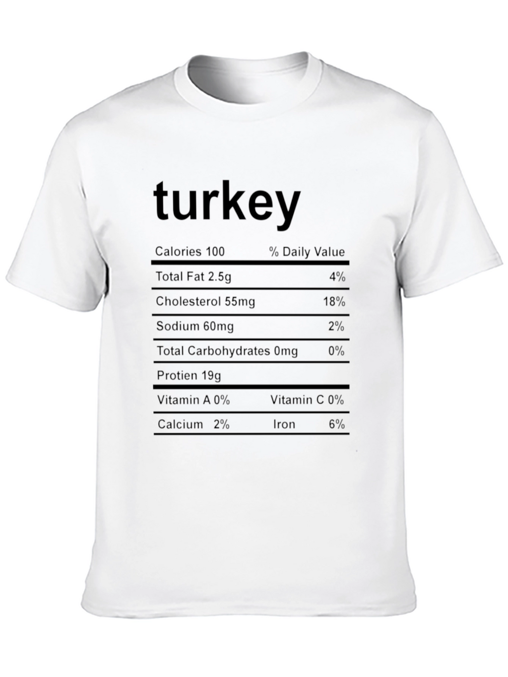 Turkey Nutrition Facts Black T-Shirt