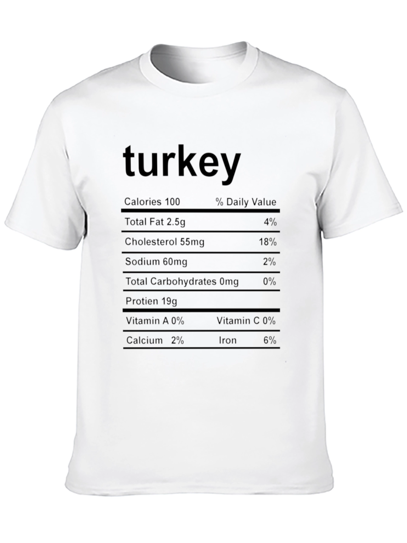Turkey Nutrition Facts Black T-Shirt