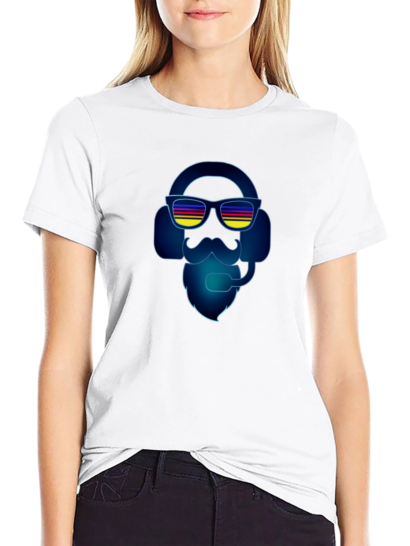 Retro Gamer Headset Beard Graphic Tee