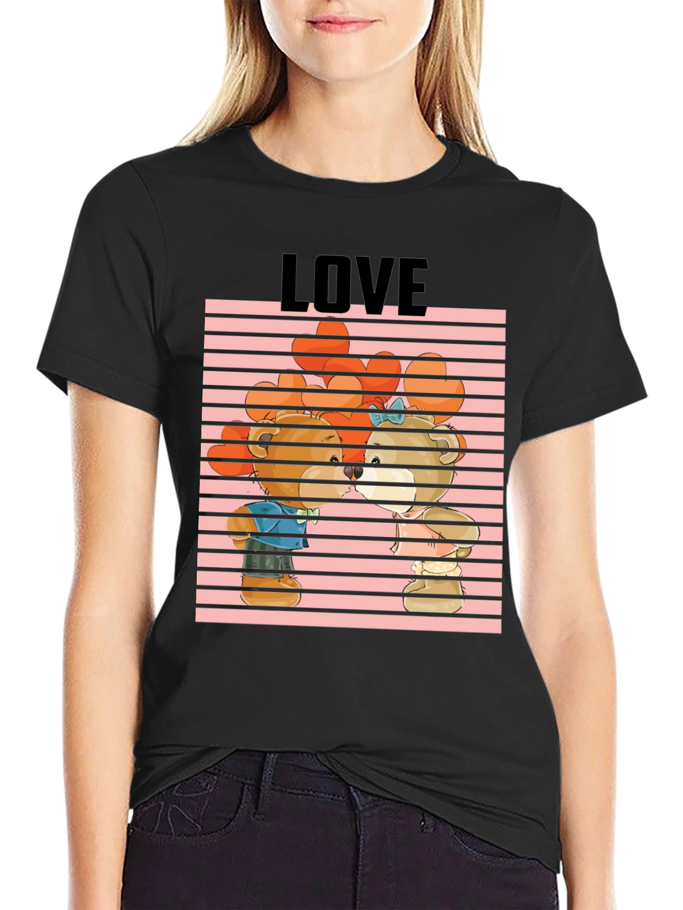 Bear Love Graphic Tee - Cute Cartoon Design