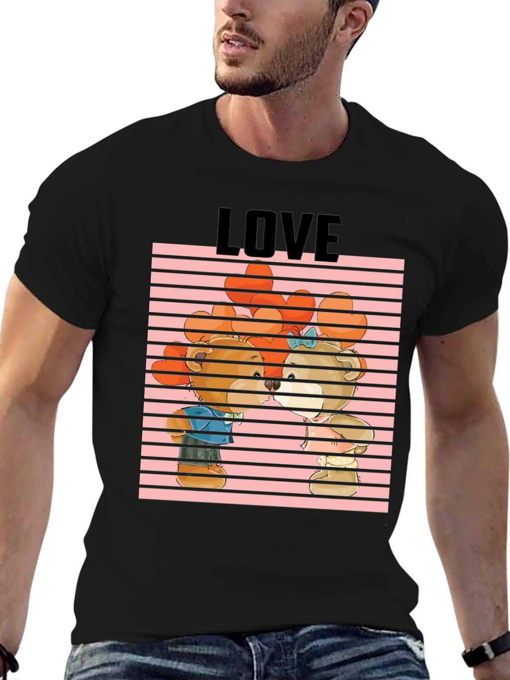 Bear Love Graphic Tee - Cute Cartoon Design