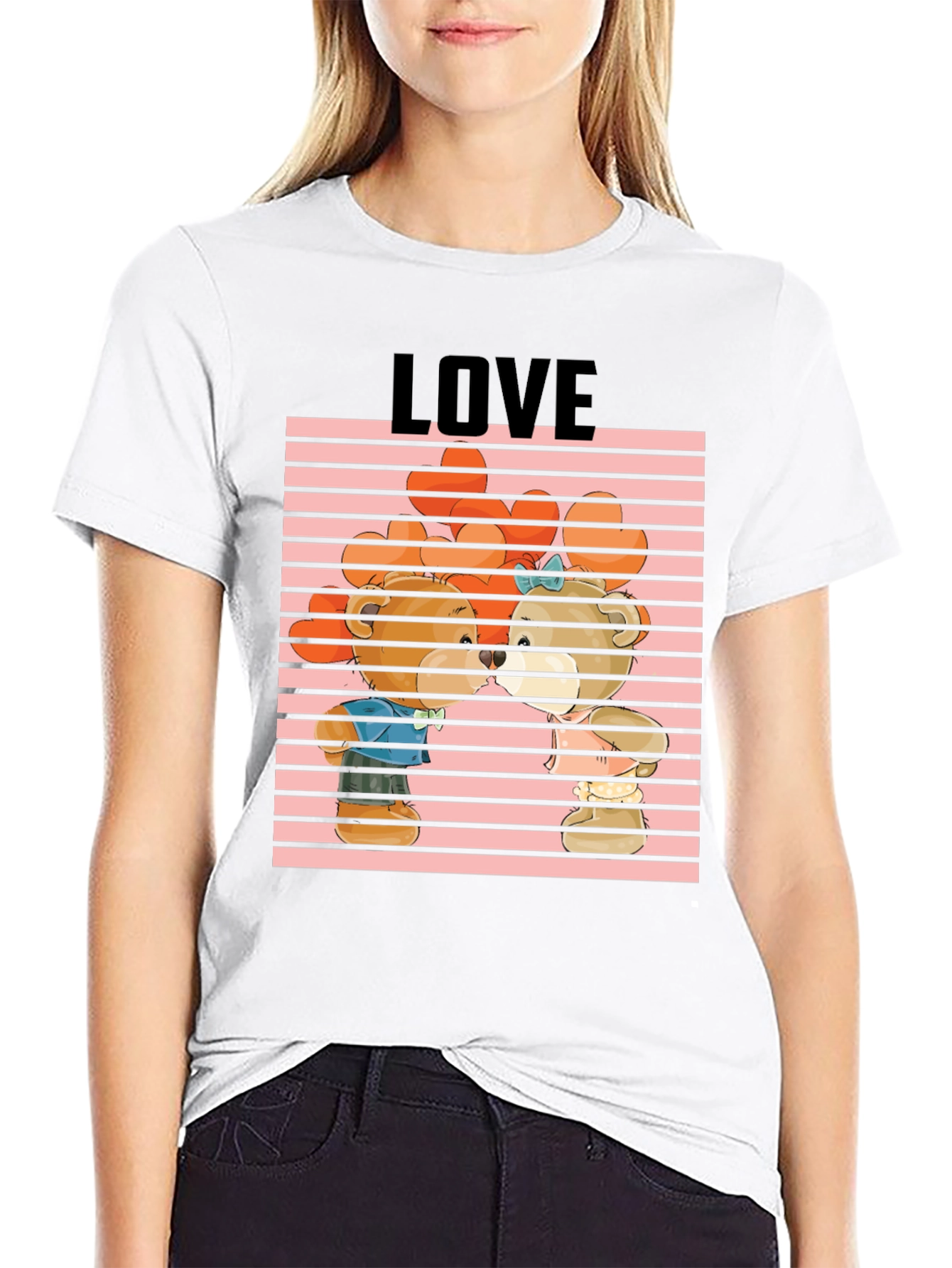 Bear Love Graphic Tee - Cute Cartoon Design