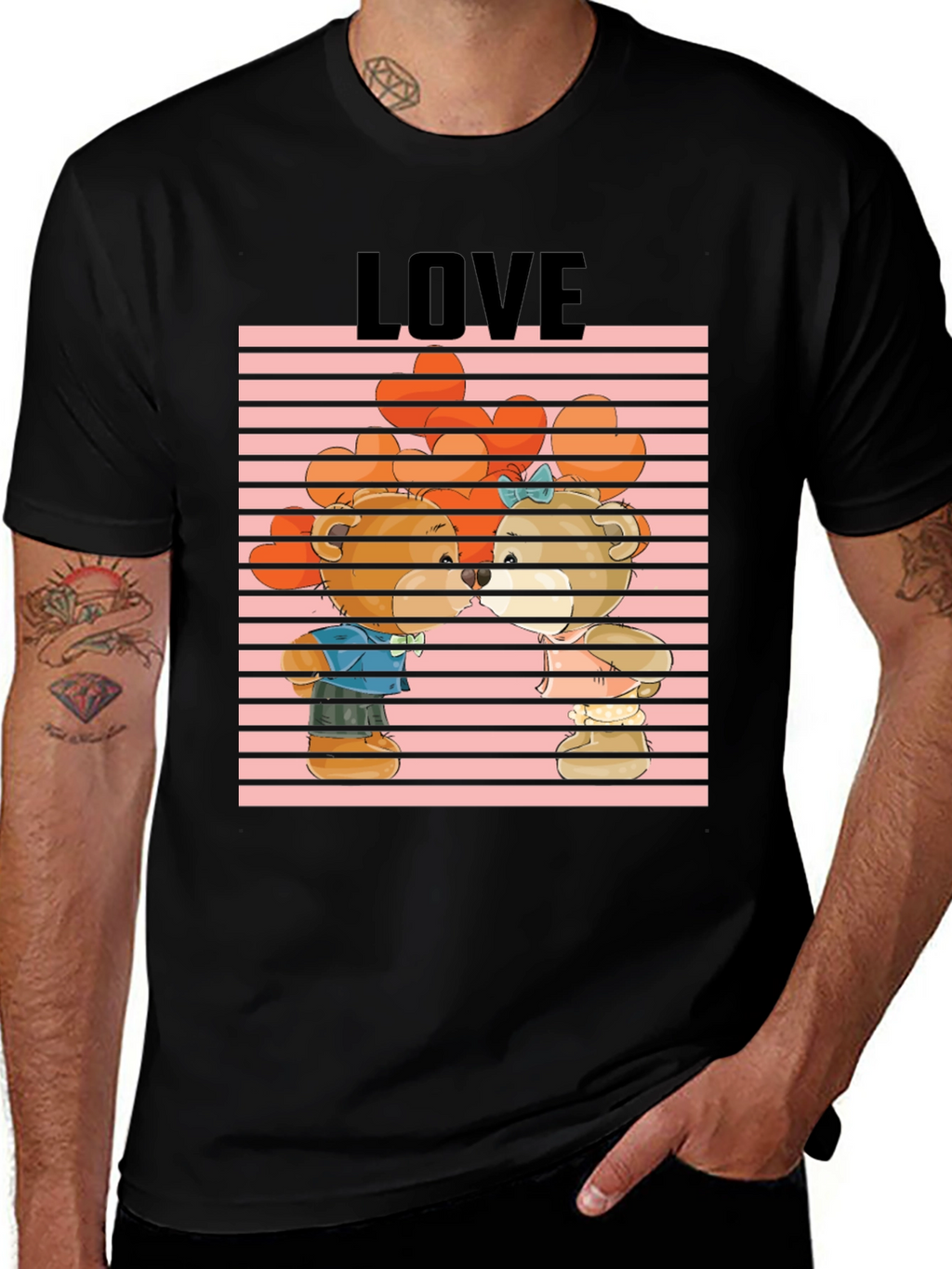 Bear Love Graphic Tee - Cute Cartoon Design