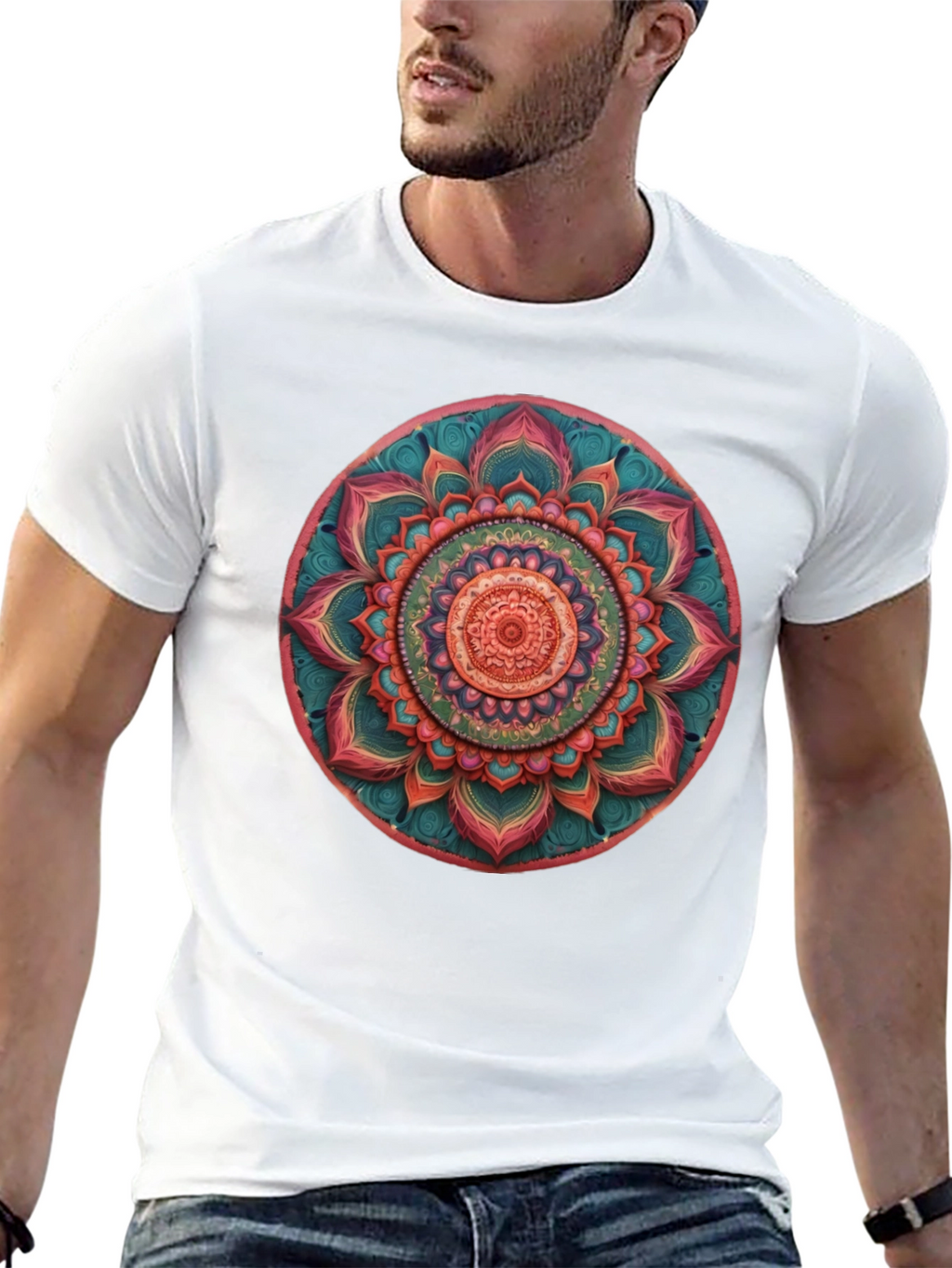 Mandala Print Crew Neck T-Shirt
