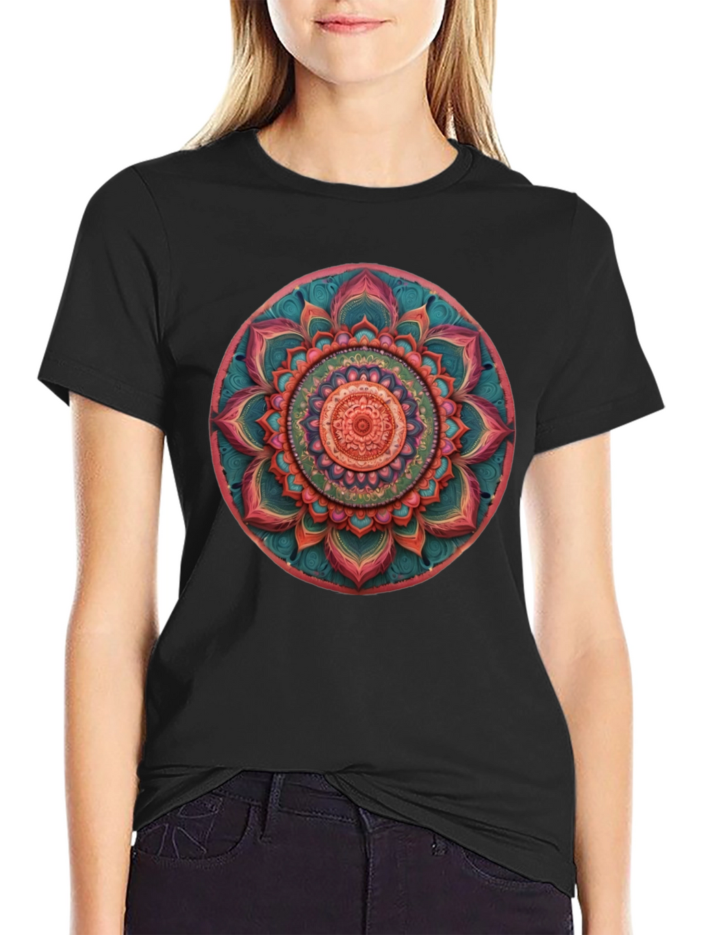 Mandala Print Crew Neck T-Shirt