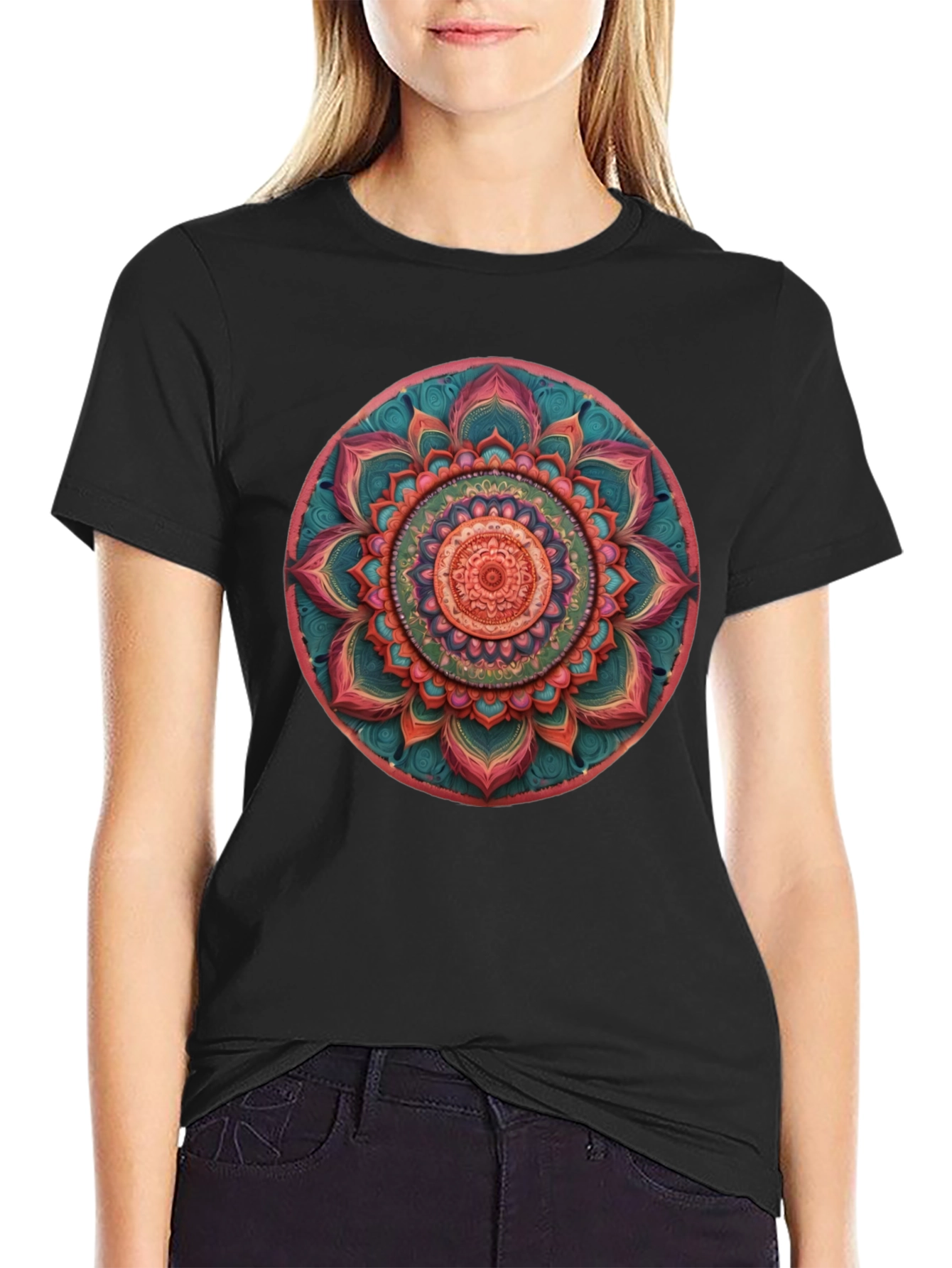 Mandala Print Crew Neck T-Shirt