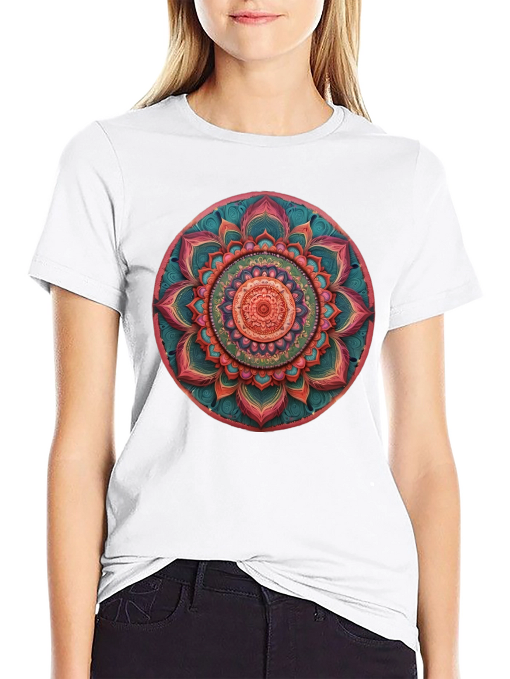 Mandala Print Crew Neck T-Shirt