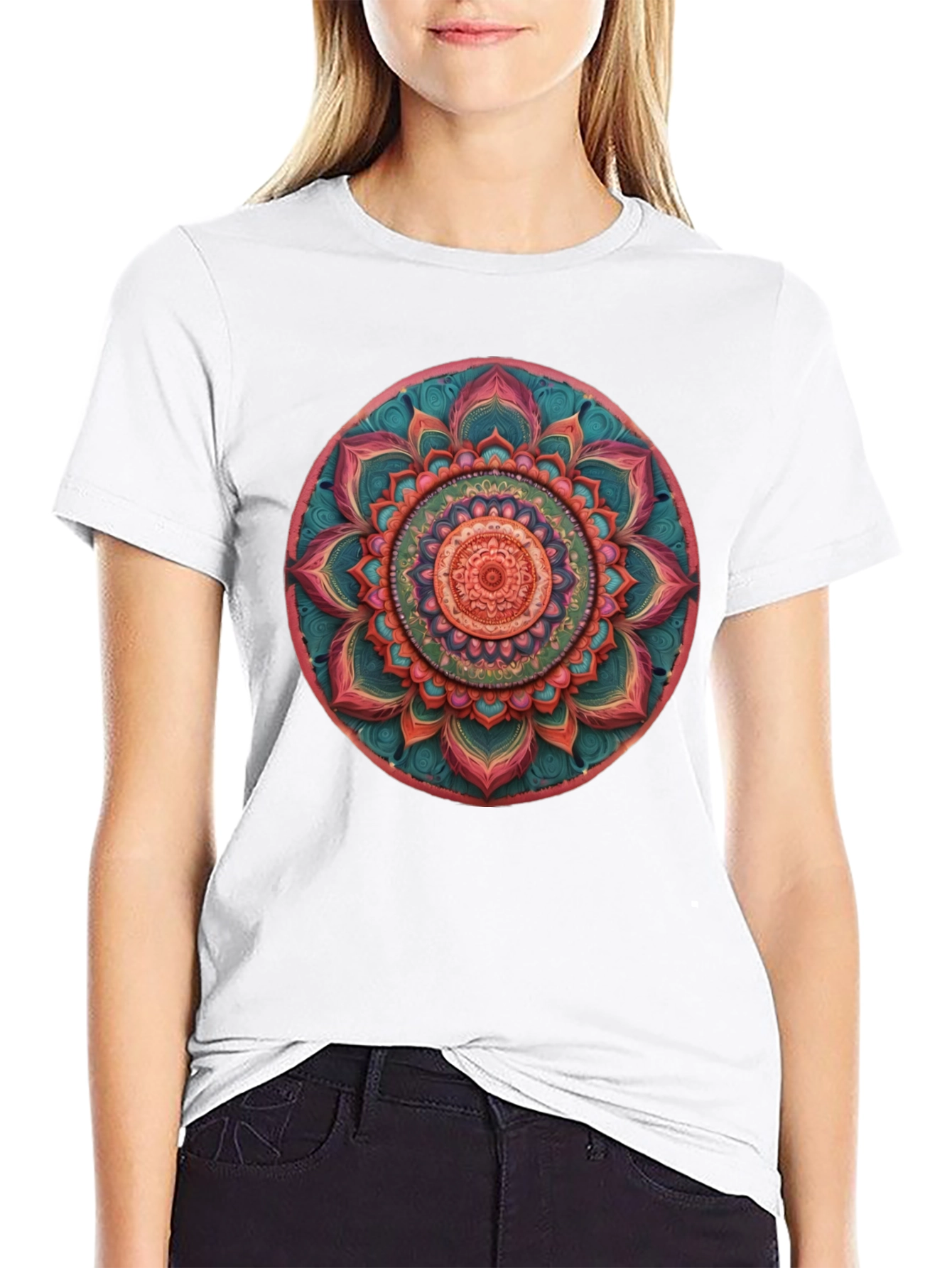 Mandala Print Crew Neck T-Shirt
