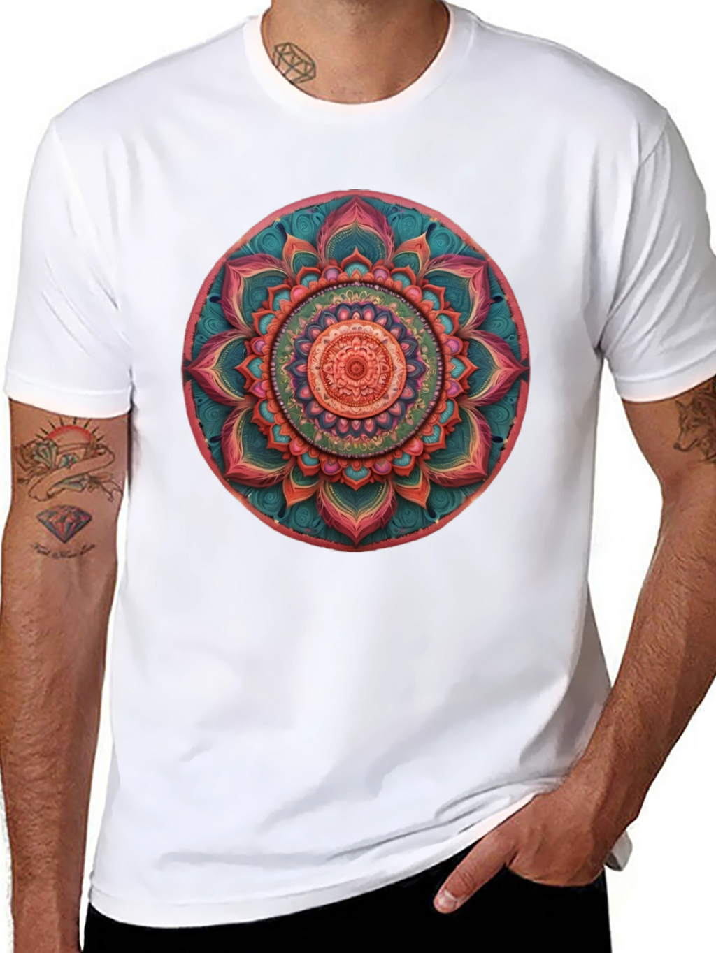 Mandala Print Crew Neck T-Shirt