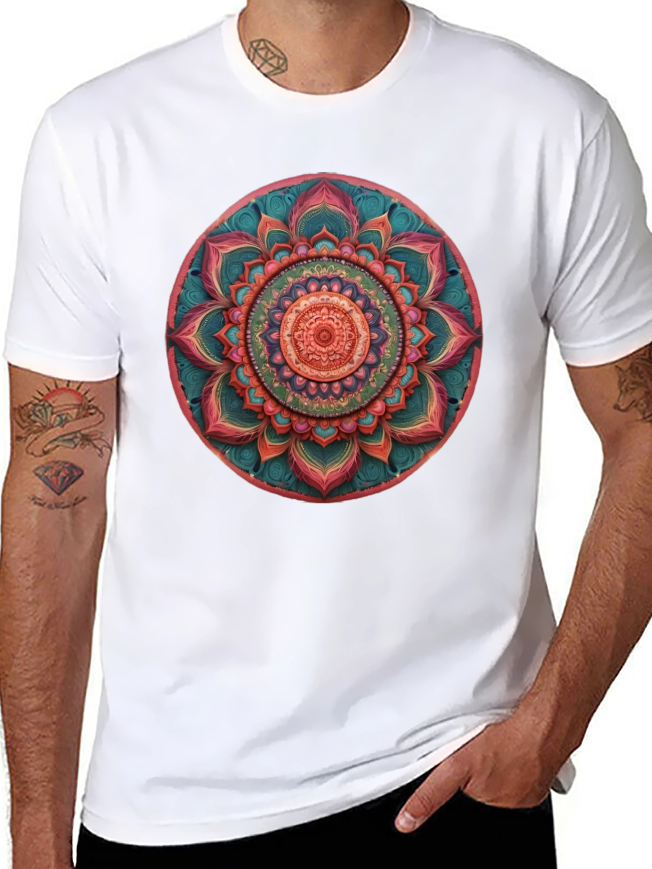 Mandala Print Crew Neck T-Shirt