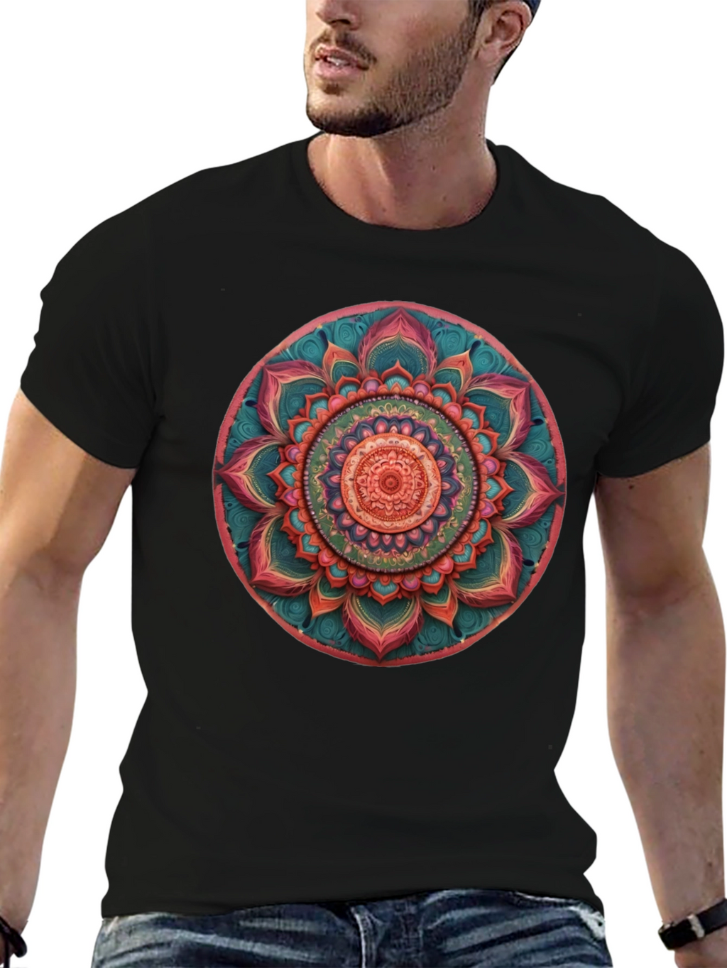 Mandala Print Crew Neck T-Shirt