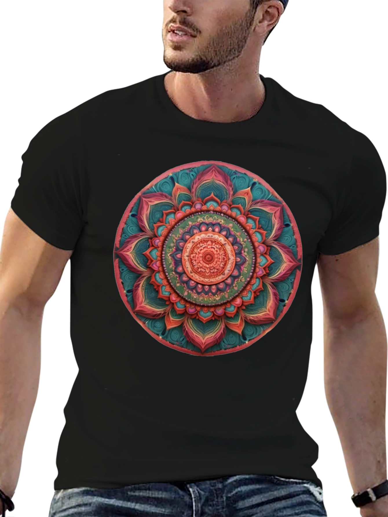 Mandala Print Crew Neck T-Shirt