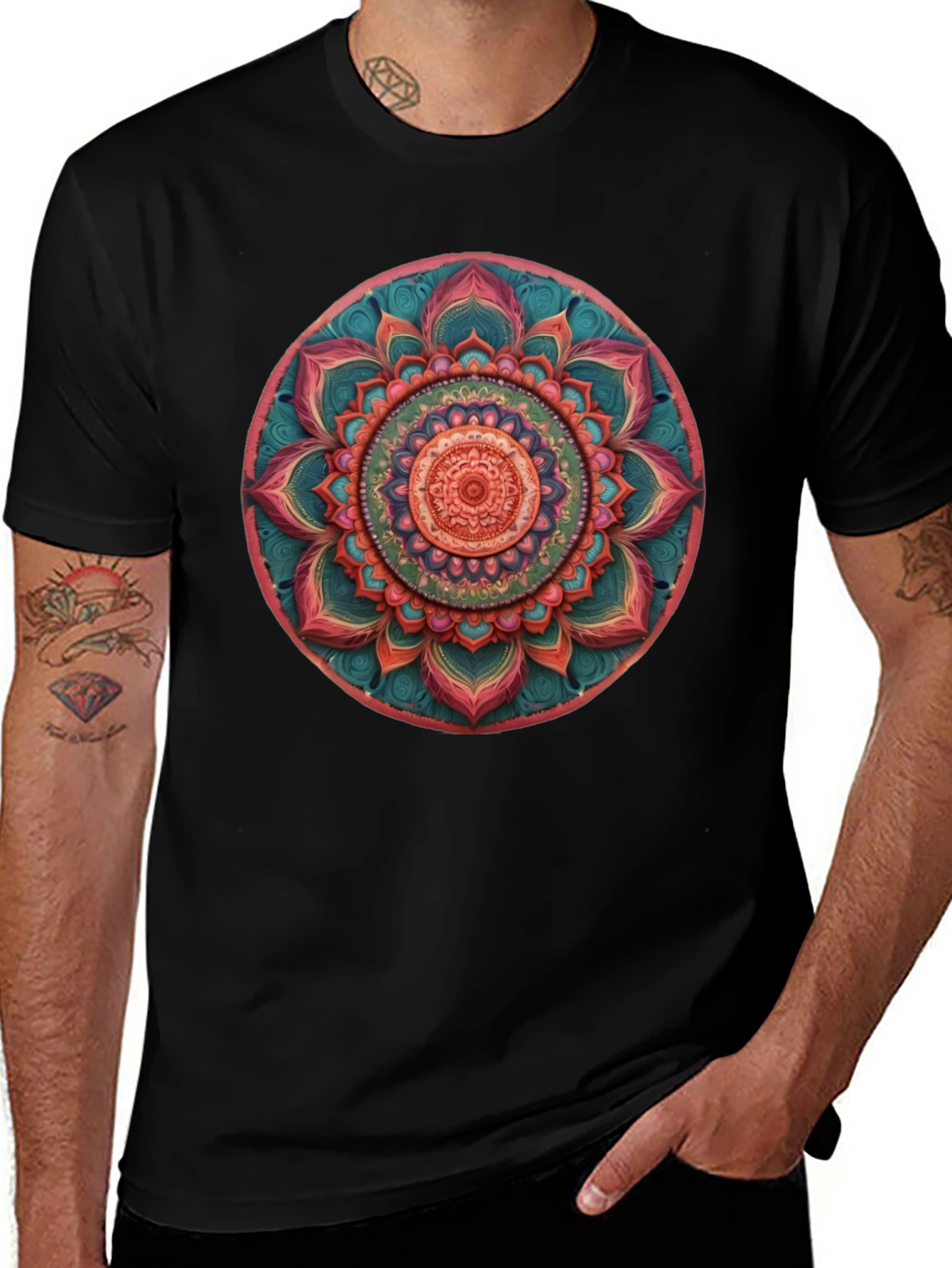 Mandala Print Crew Neck T-Shirt