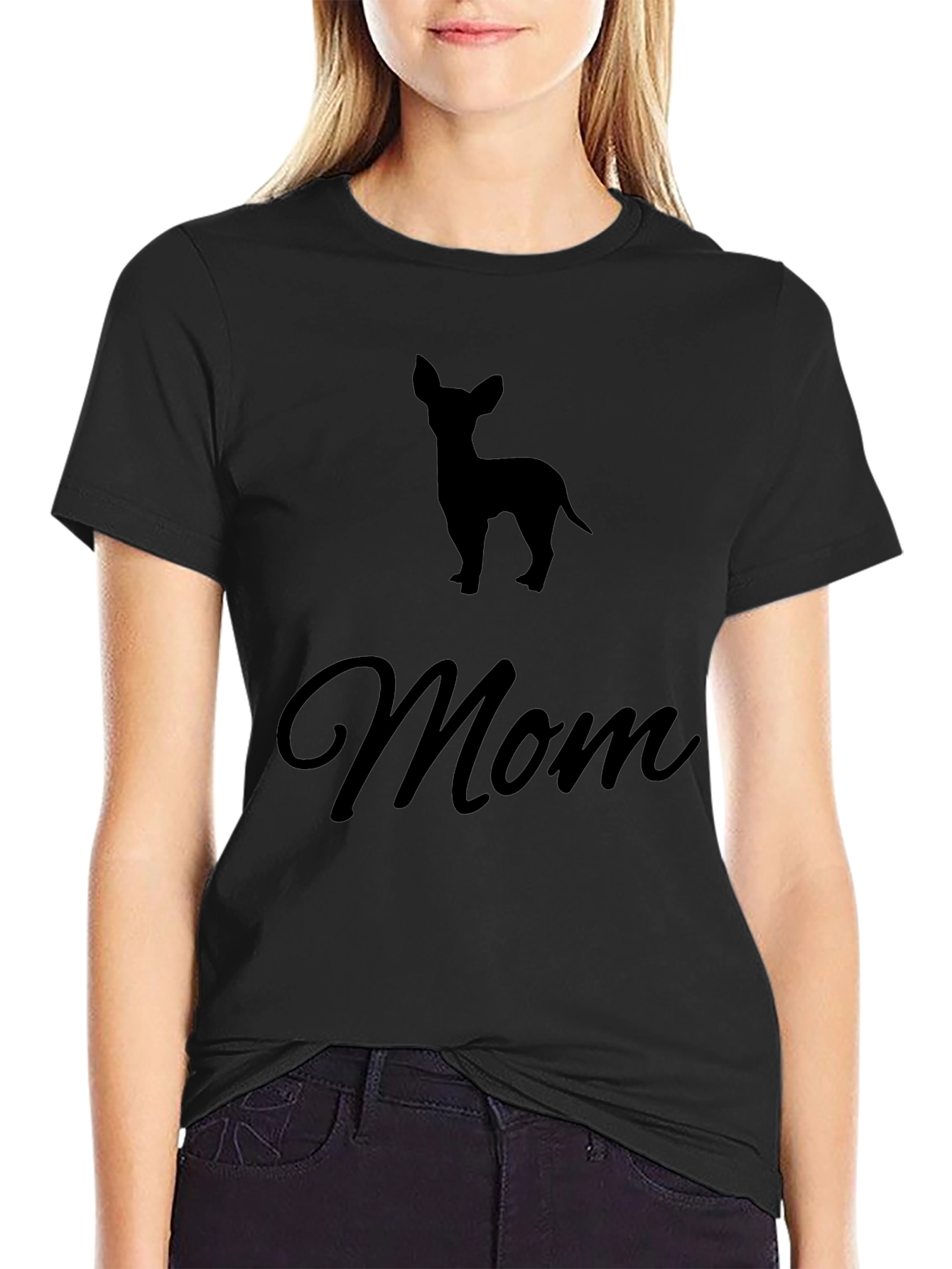 Chihuahua Mom Black T-Shirt Pet Lover Tee