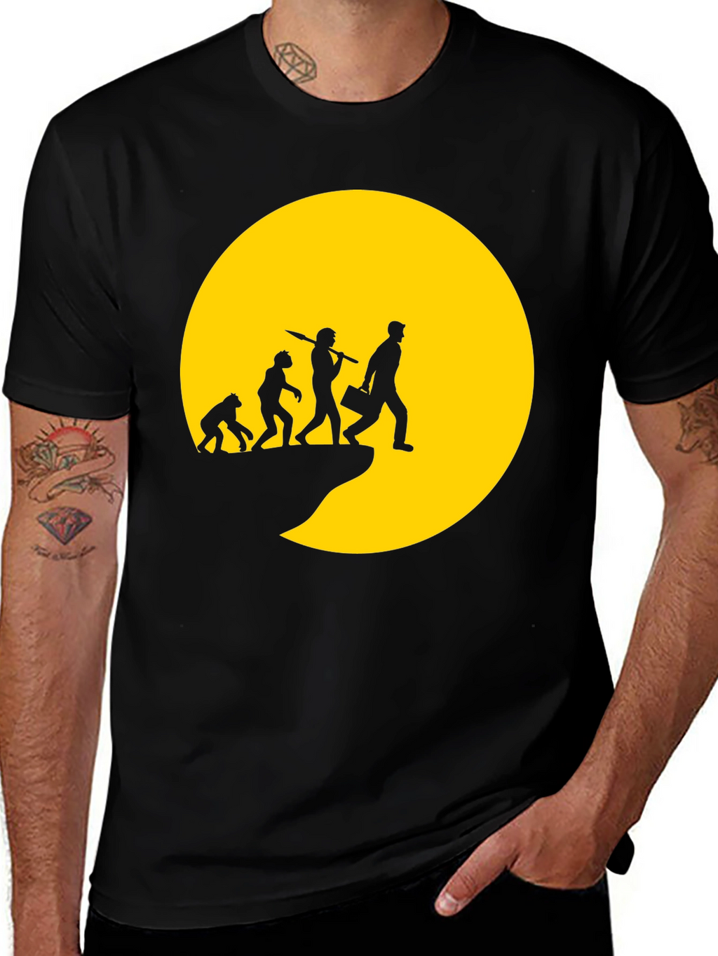 Evolution of Man Graphic T-Shirt - Black