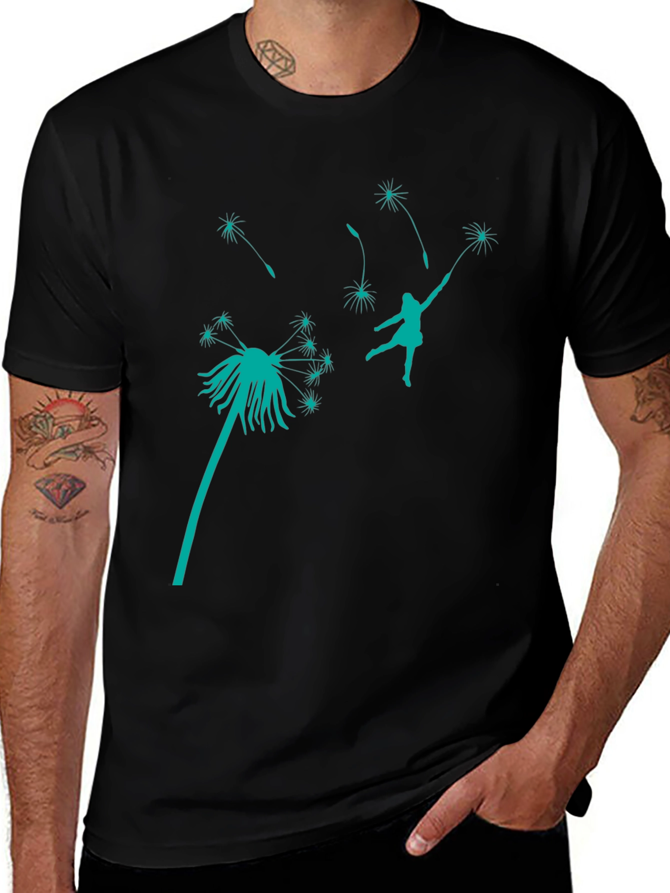 Dandelion Dreams T-Shirt - Black Cotton Tee
