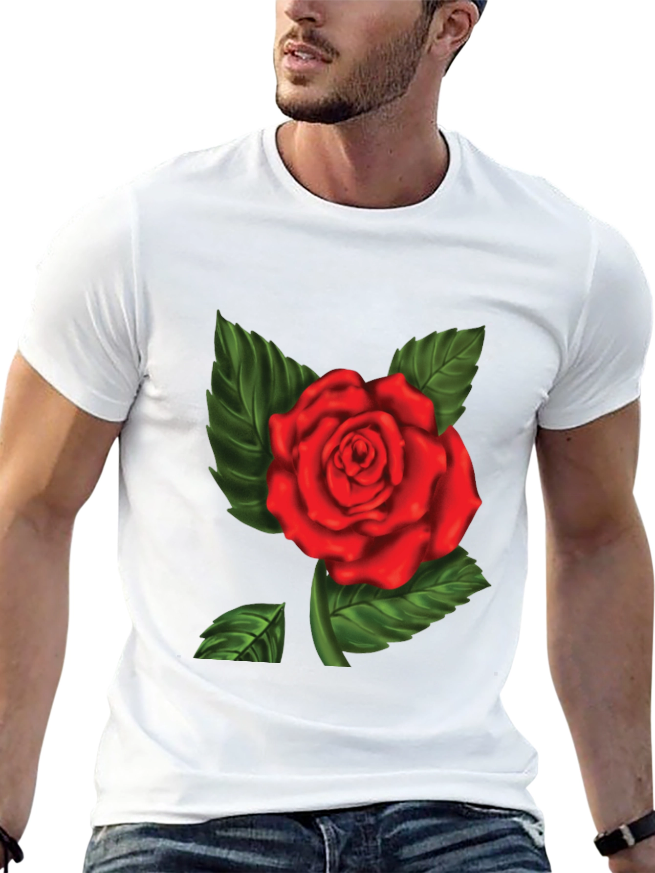 Red Rose Graphic Print Mens T-Shirt