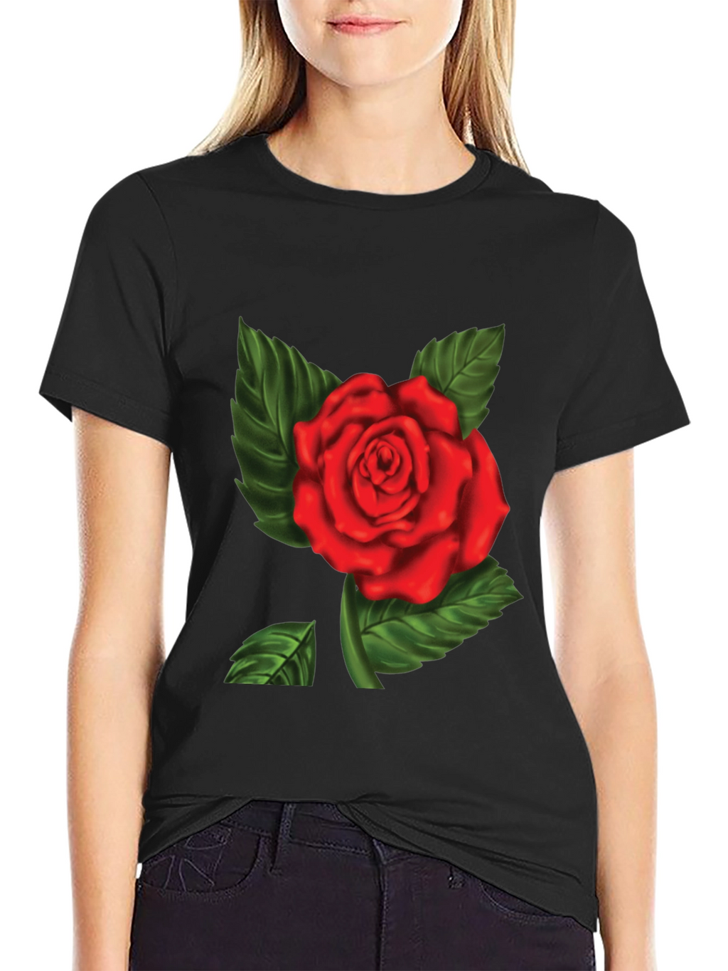 Red Rose Graphic Print Mens T-Shirt