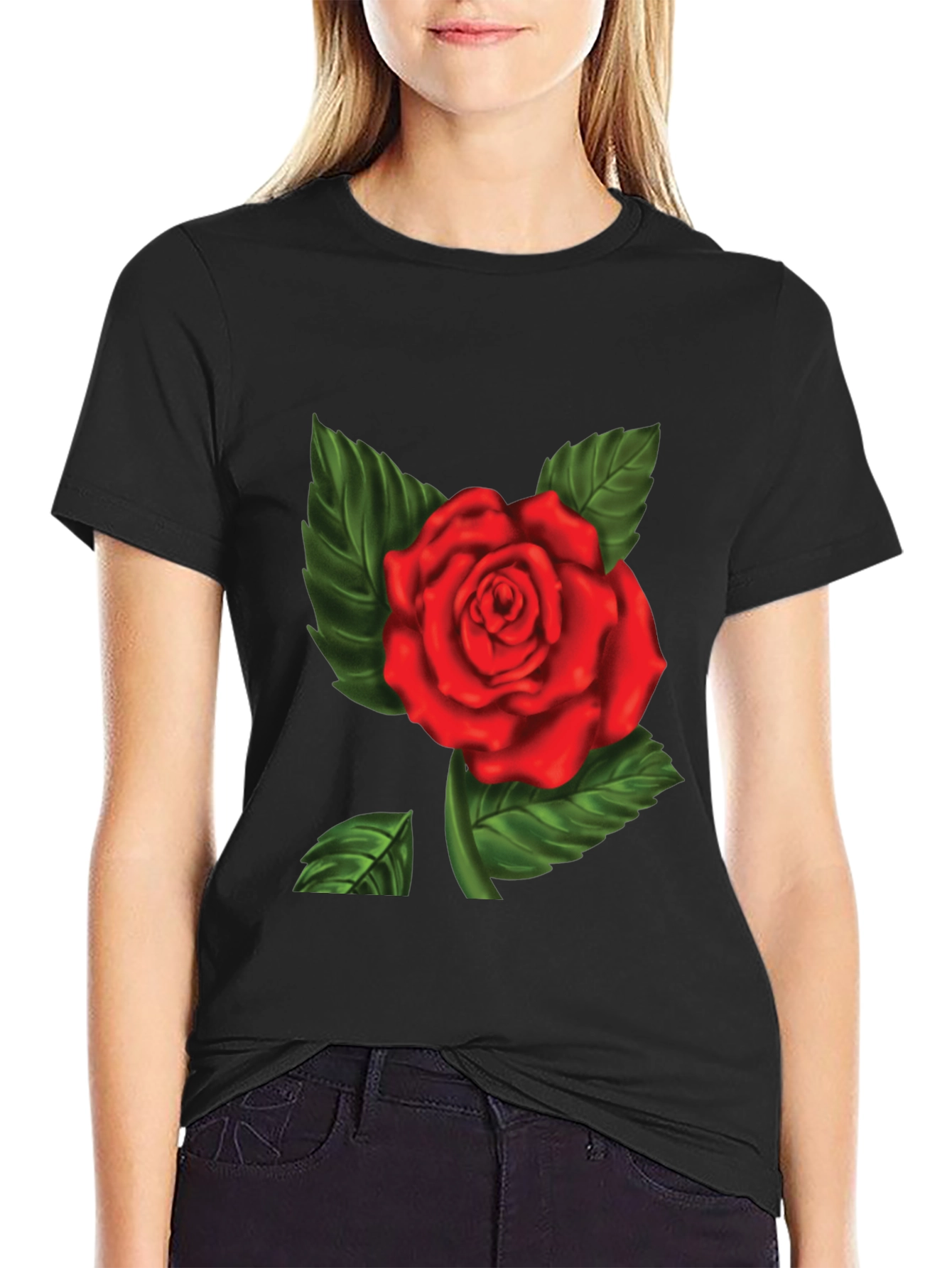 Red Rose Graphic Print Mens T-Shirt
