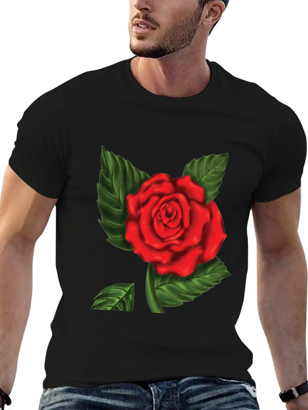 Red Rose Graphic Print Mens T-Shirt