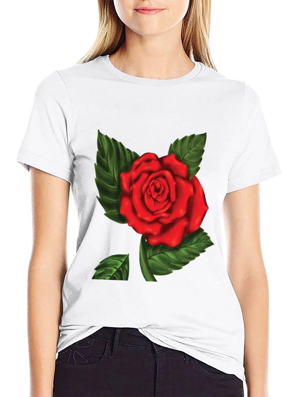 Red Rose Graphic Print Mens T-Shirt