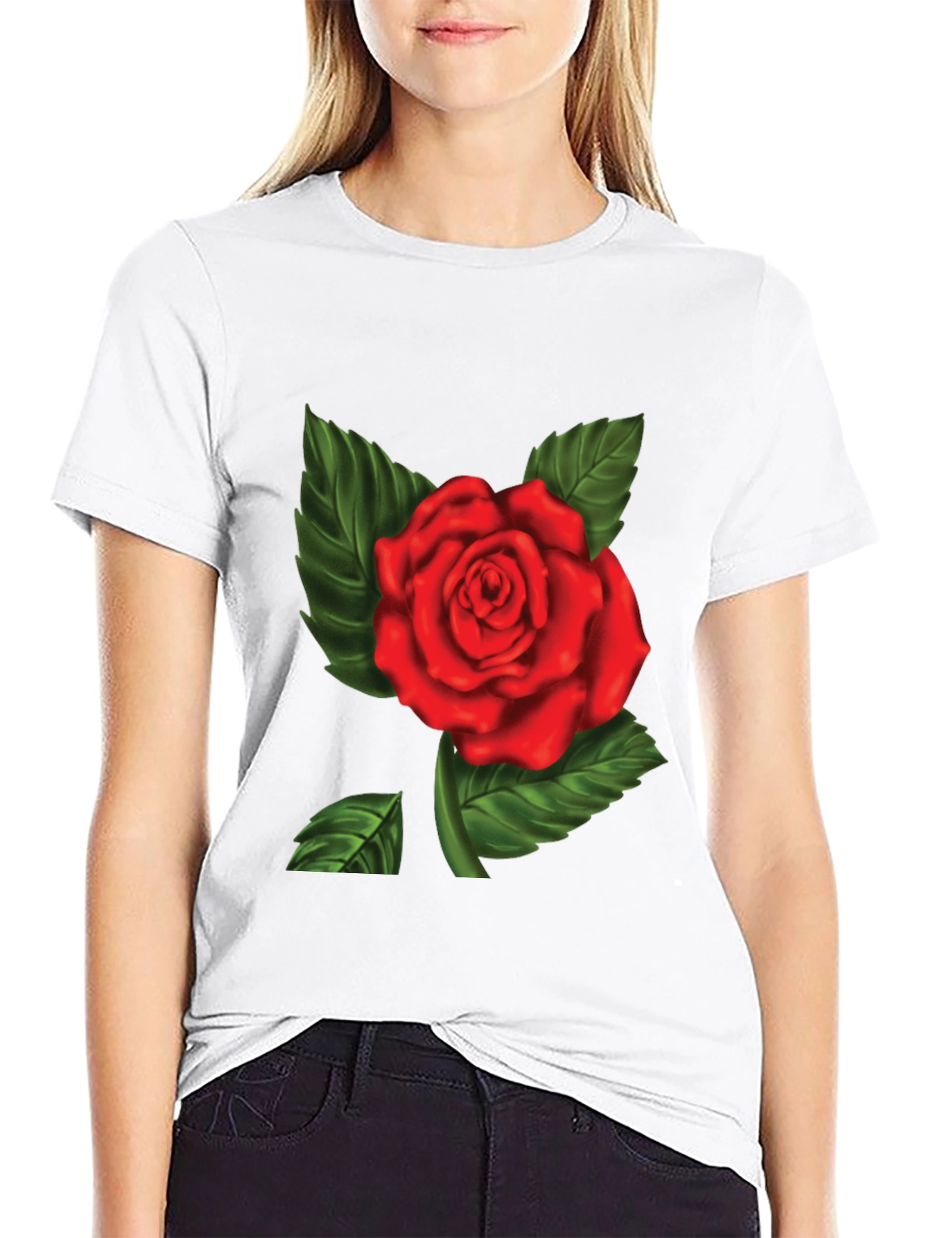 Red Rose Graphic Print Mens T-Shirt