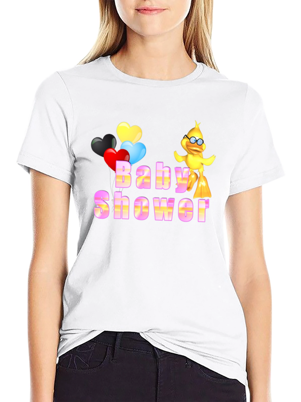 Baby Shower Cartoon Duck Graphic T-Shirt