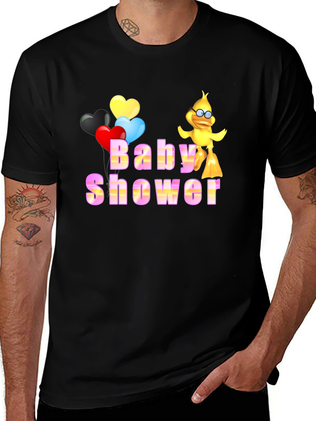 Baby Shower Cartoon Duck Graphic T-Shirt