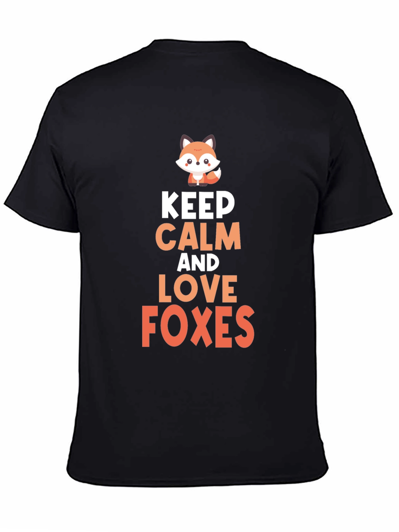 Keep Calm & Love Foxes Graphic Tee - Black Cotton Blend