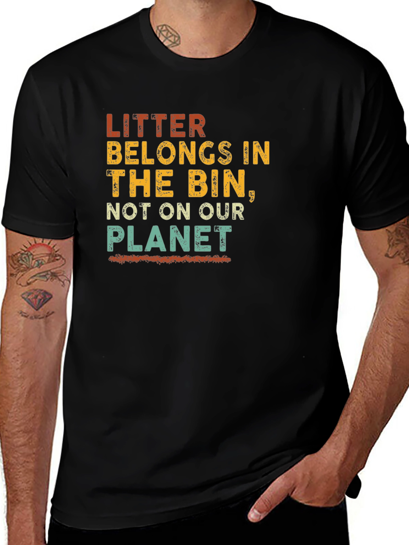 Eco-Friendly Litter Awareness Graphic T-Shirt