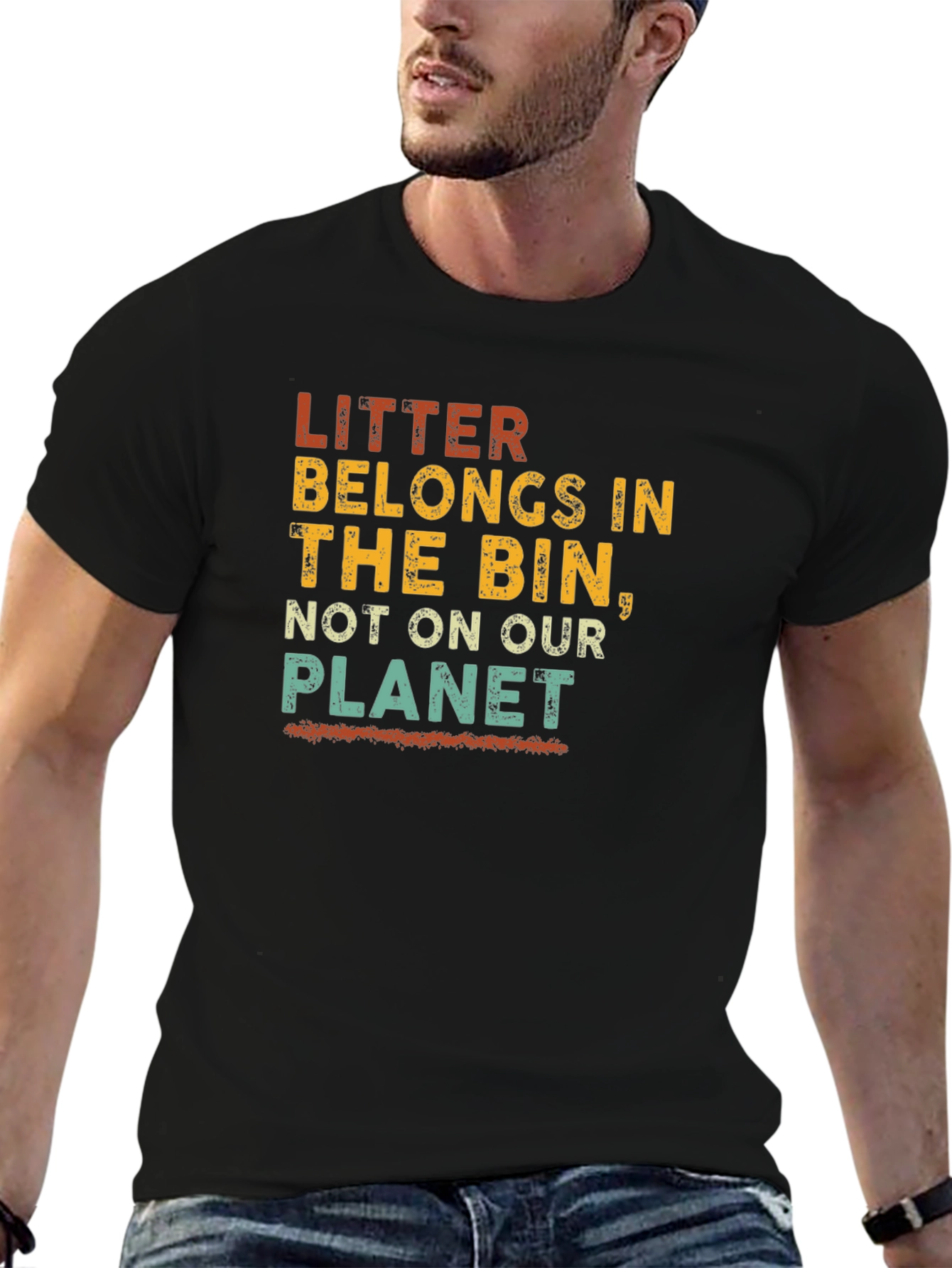 Eco-Friendly Litter Awareness Graphic T-Shirt