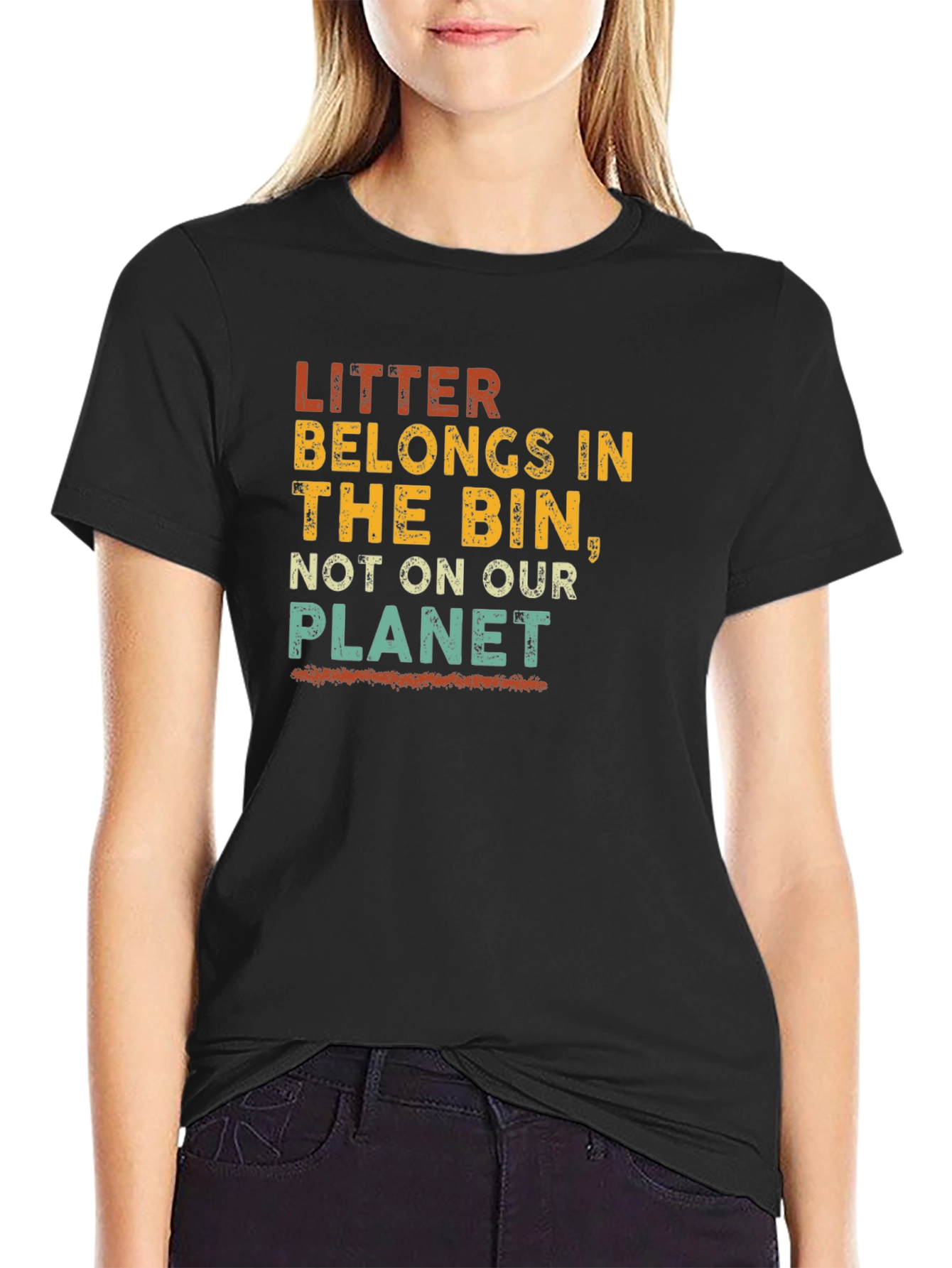 Eco-Friendly Litter Awareness Graphic T-Shirt