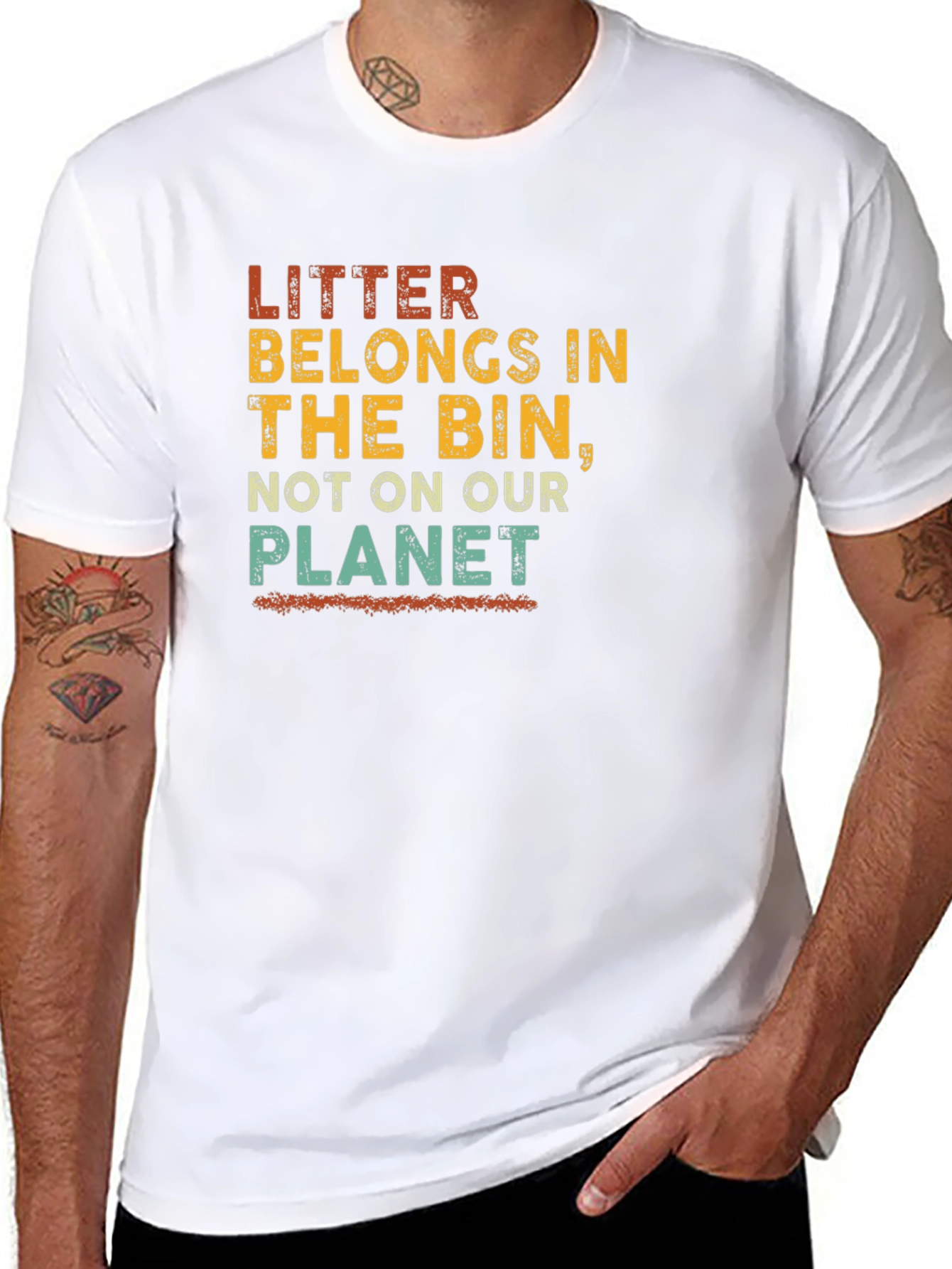 Eco-Friendly Litter Awareness Graphic T-Shirt