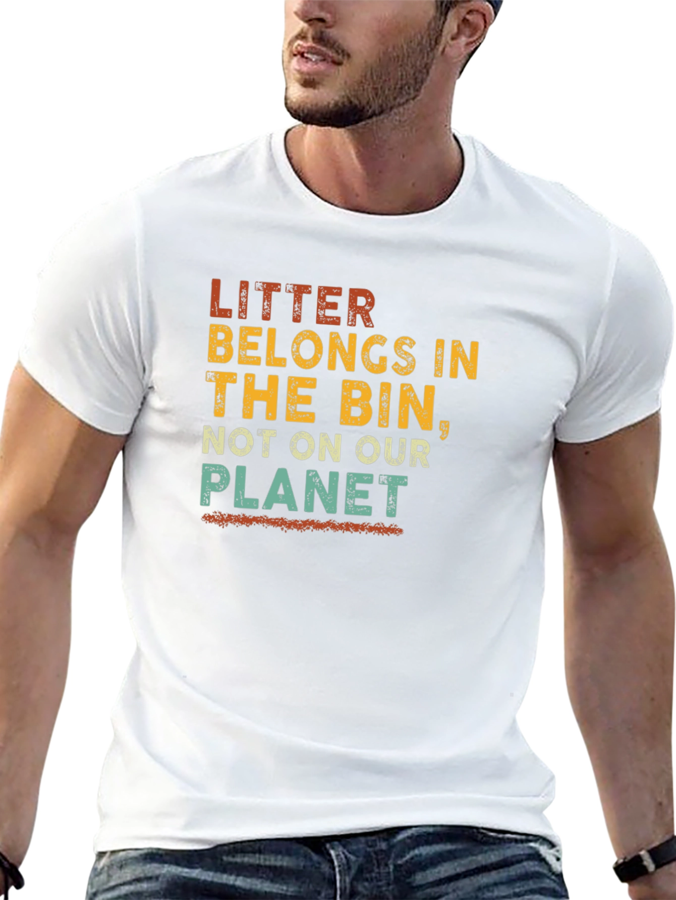 Eco-Friendly Litter Awareness Graphic T-Shirt
