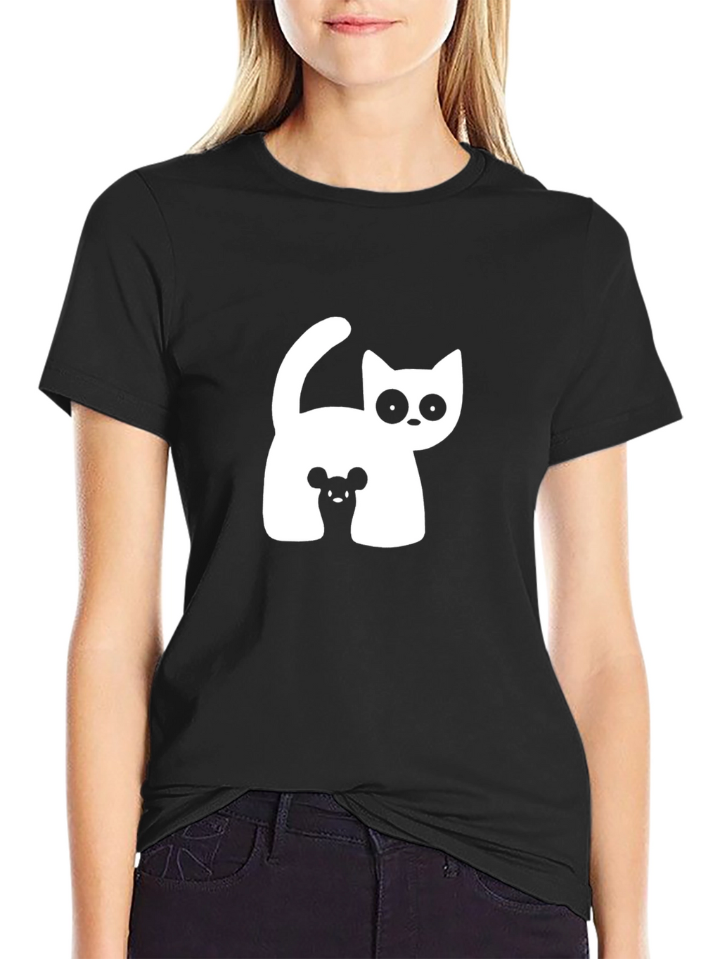 Cat and Mouse Graphic Tee - Black