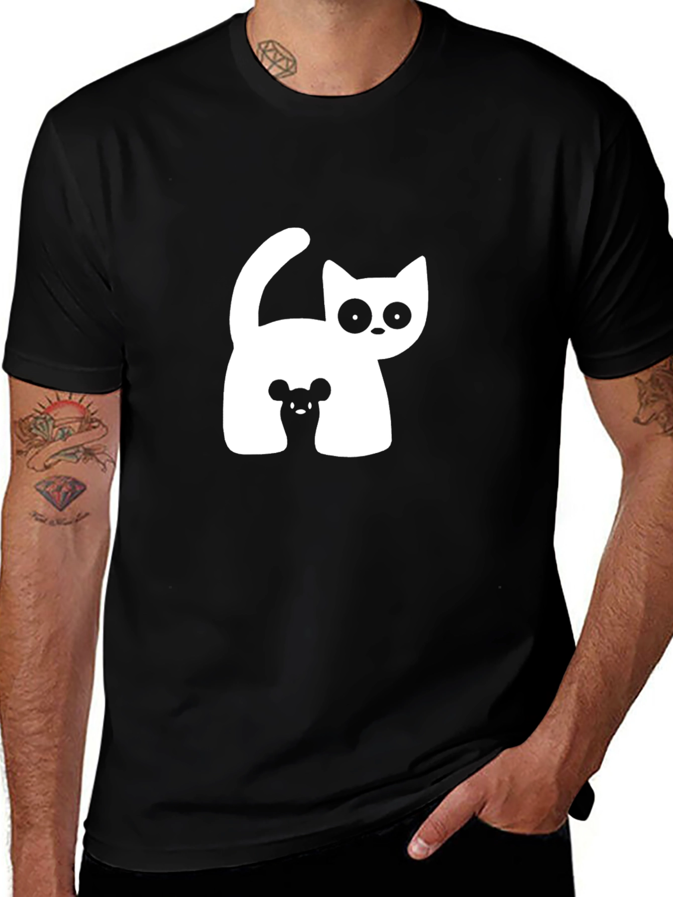 Cat and Mouse Graphic Tee - Black