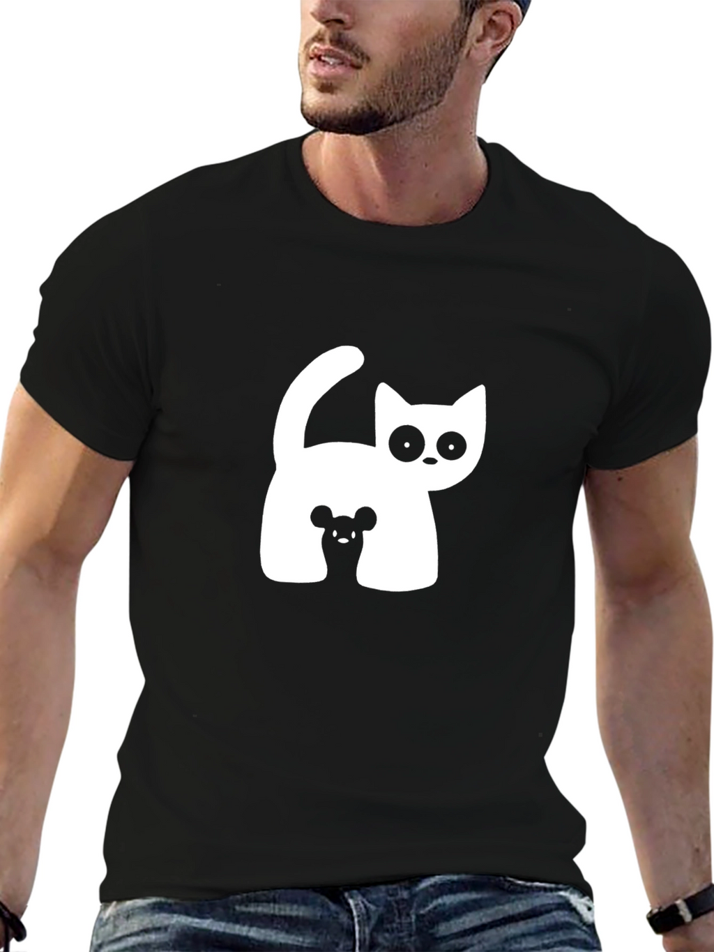 Cat and Mouse Graphic Tee - Black
