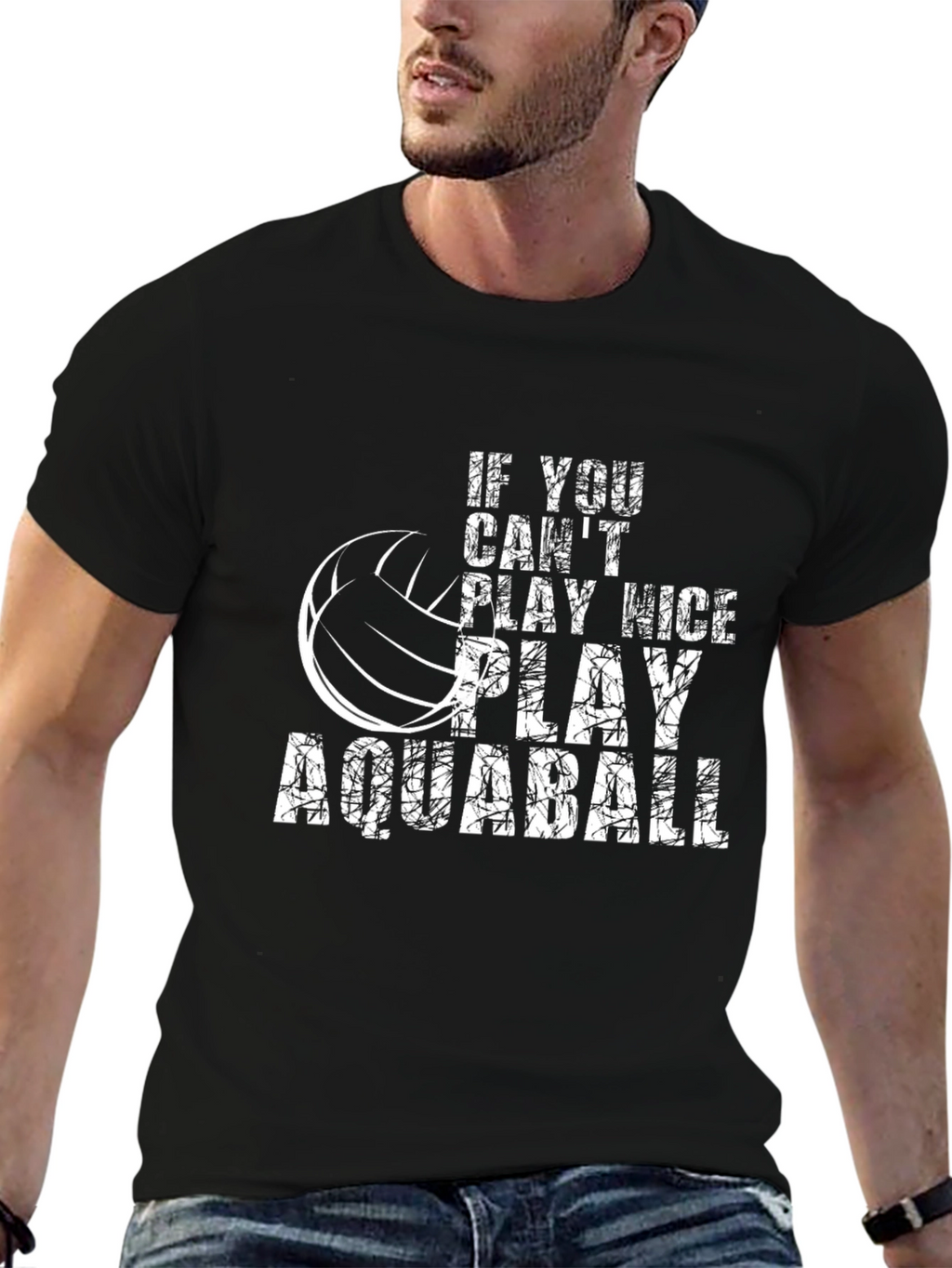 Aquaball Graphic Tee - Black Cotton T-Shirt