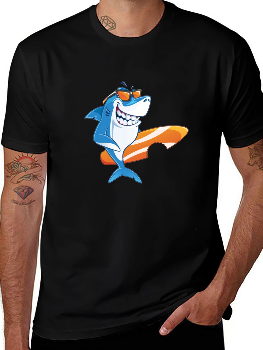 Shark Surfboard Graphic Tee - Cool Summer Vibes
