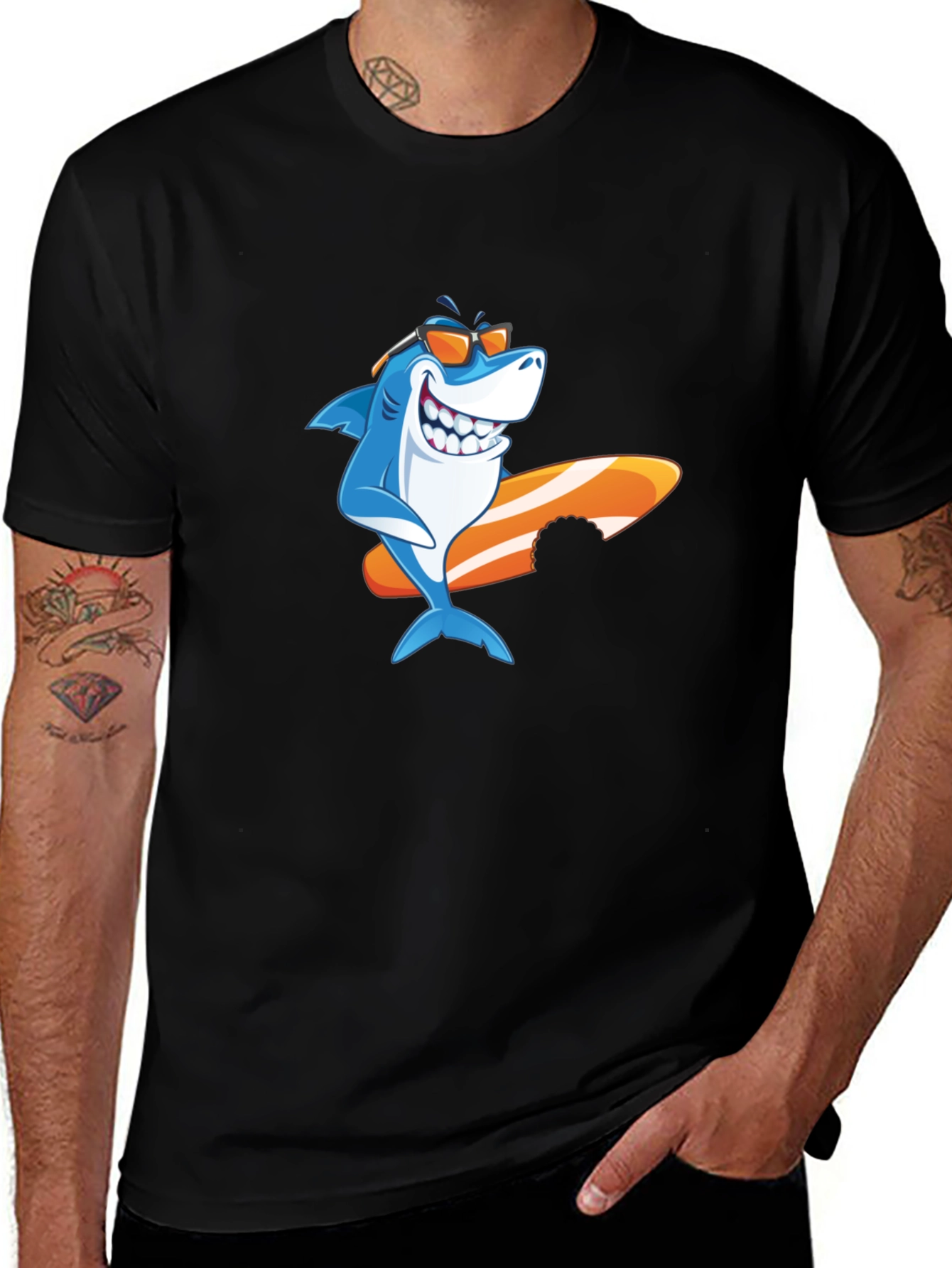 Shark Surfboard Graphic Tee - Cool Summer Vibes