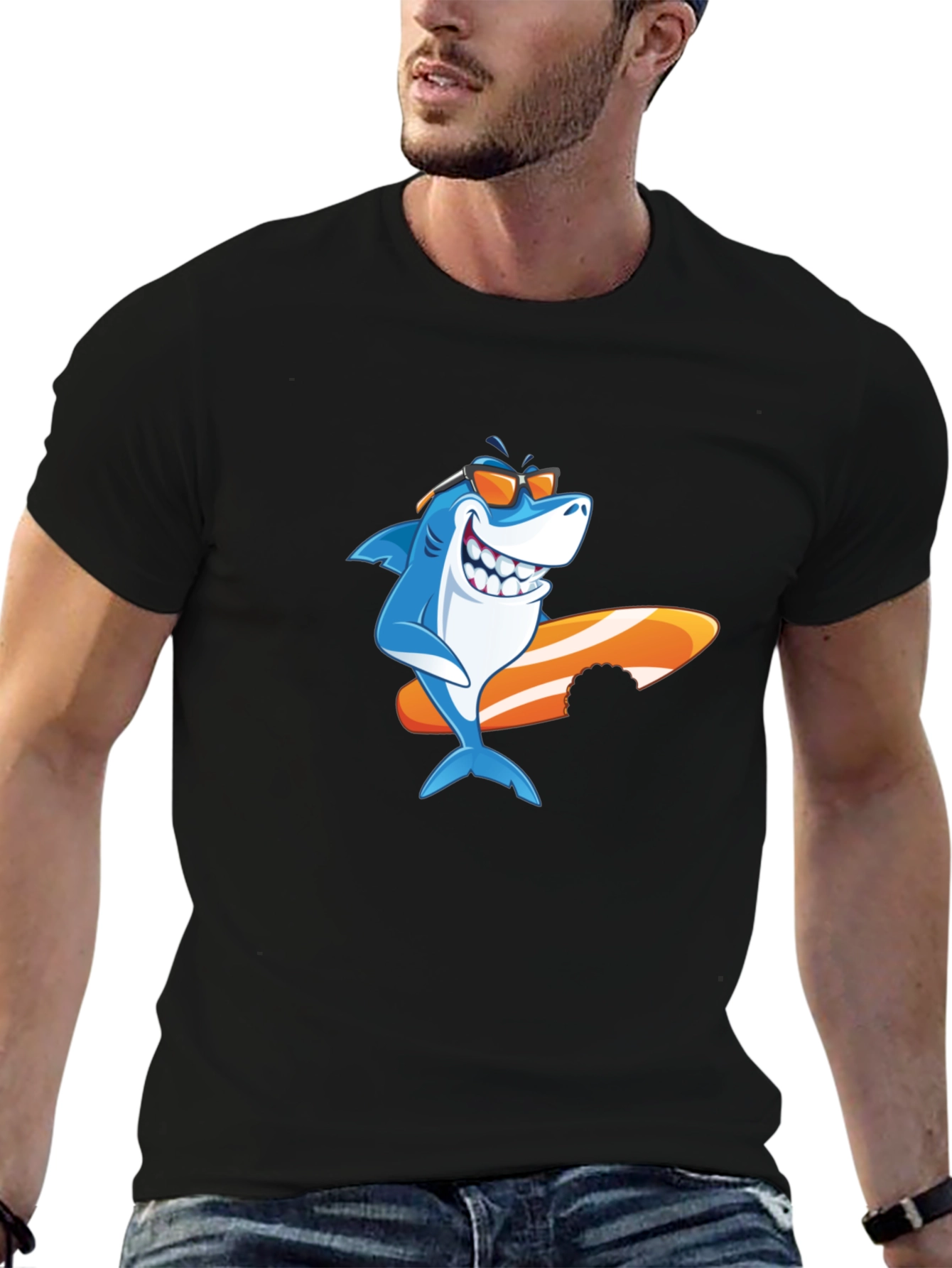 Shark Surfboard Graphic Tee - Cool Summer Vibes