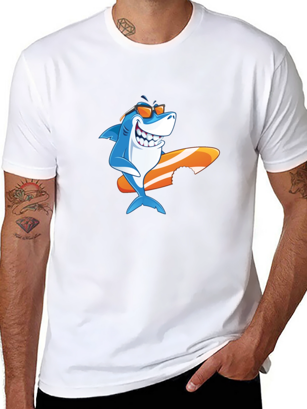 Shark Surfboard Graphic Tee - Cool Summer Vibes
