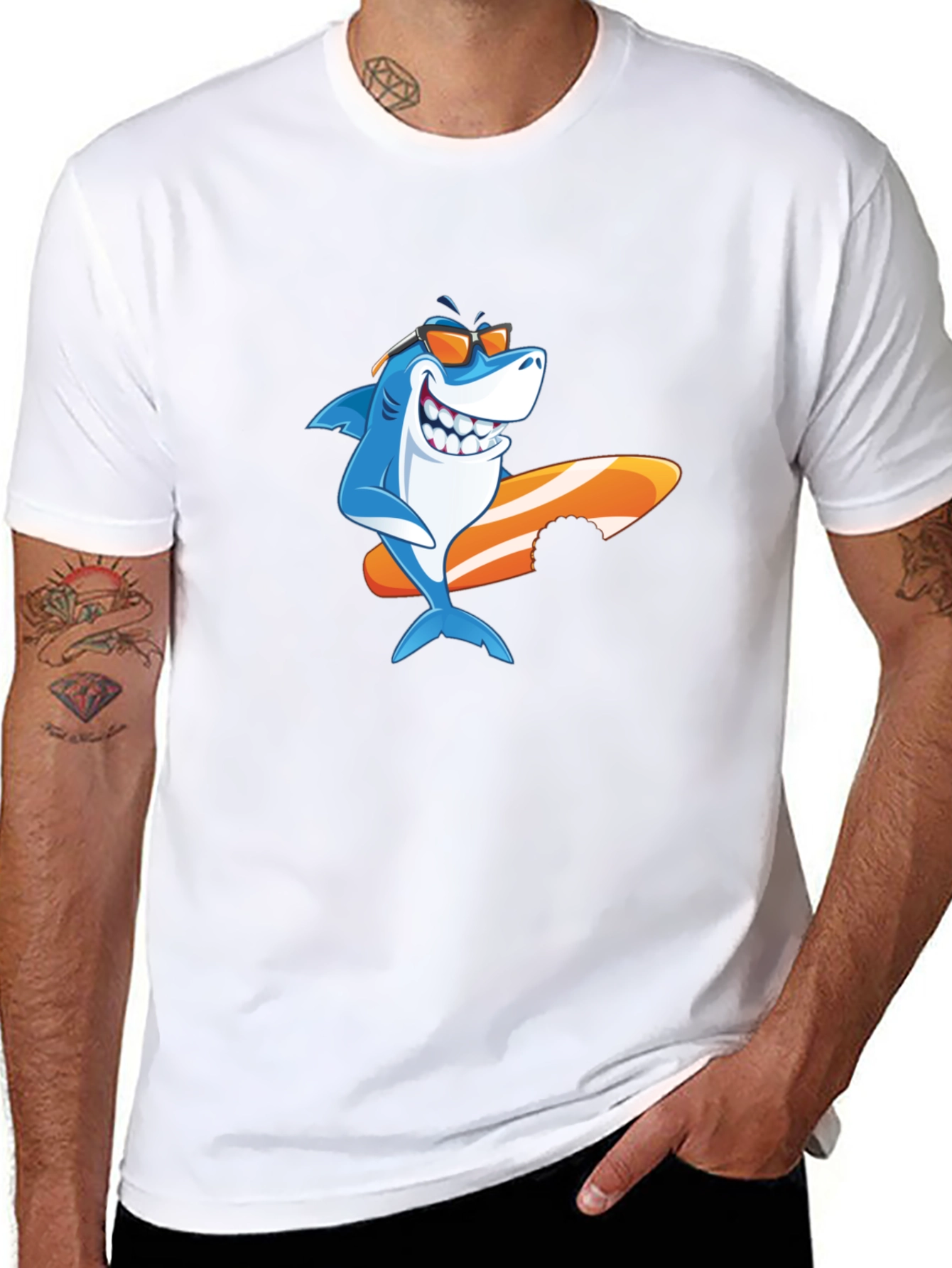 Shark Surfboard Graphic Tee - Cool Summer Vibes