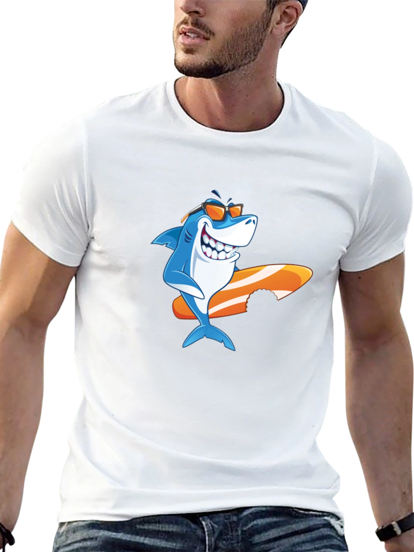Shark Surfboard Graphic Tee - Cool Summer Vibes