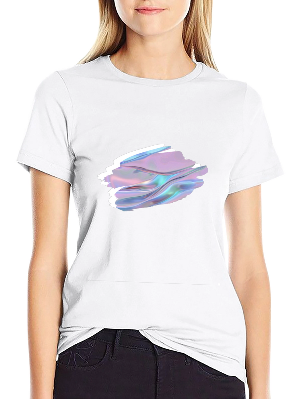 Stylish Black T-Shirt with Abstract Holographic Design