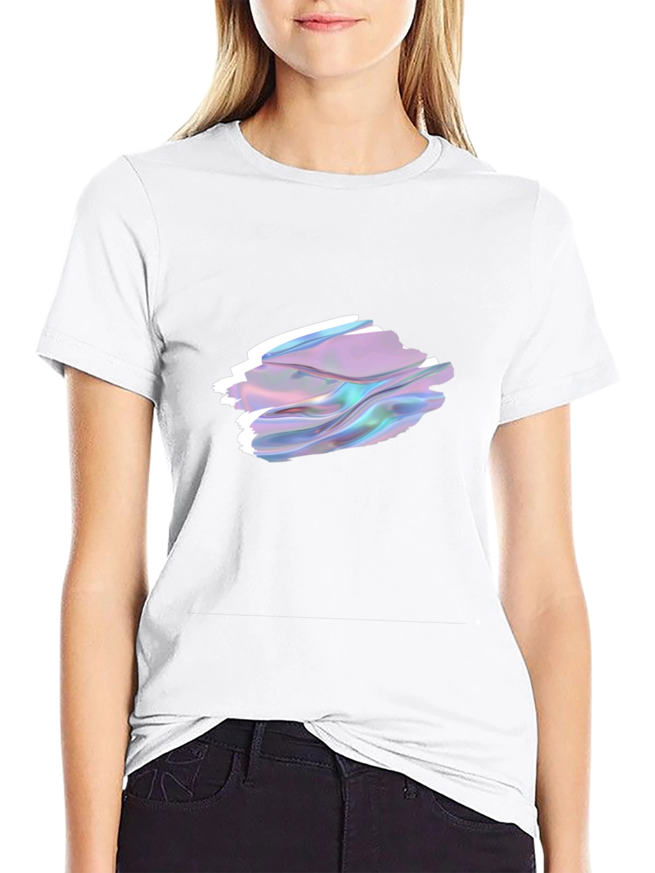 Stylish Black T-Shirt with Abstract Holographic Design