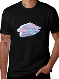 Stylish Black T-Shirt with Abstract Holographic Design