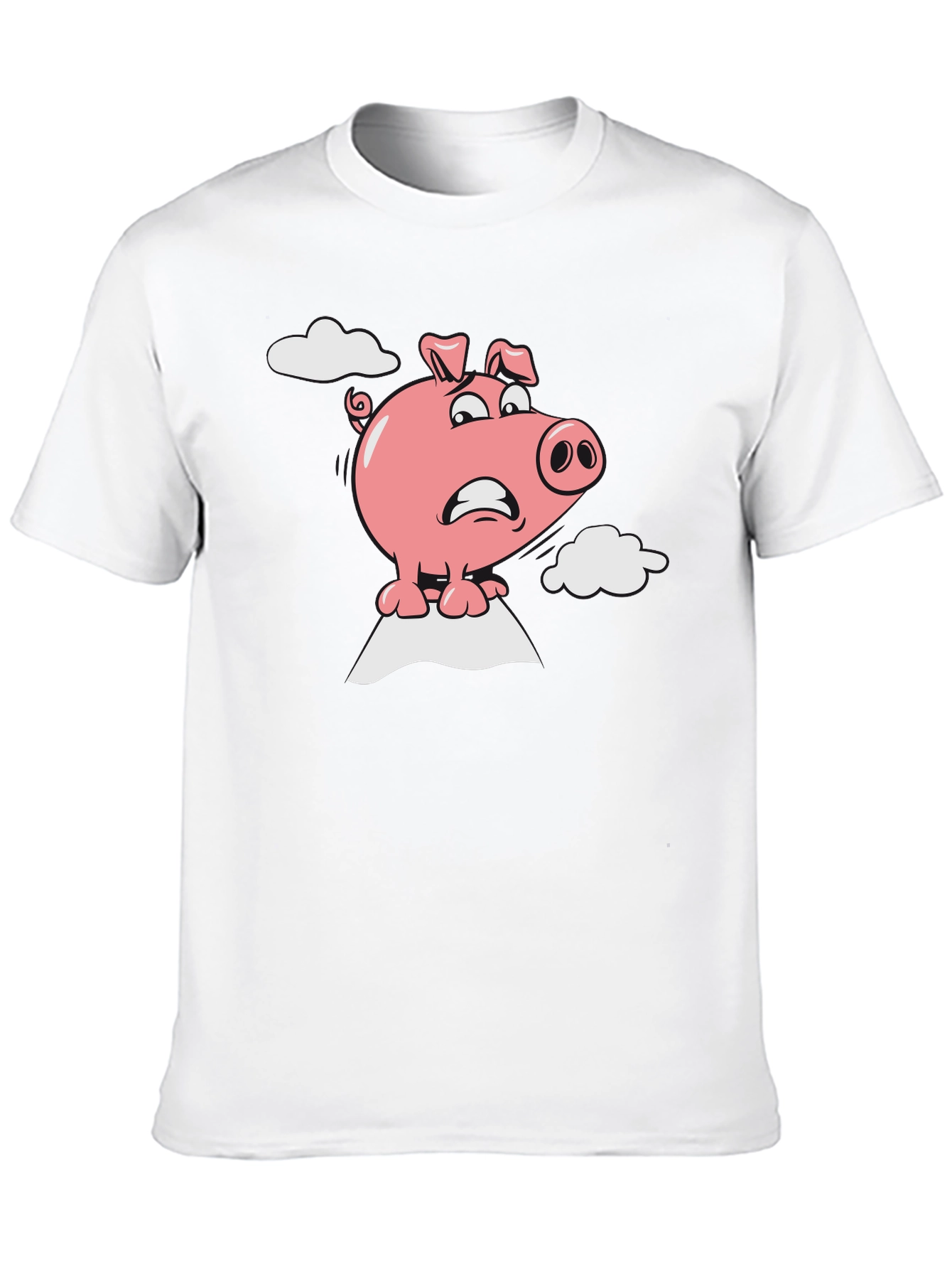 Worried Pig Cartoon Graphic Tee